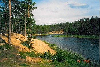 Suomun varren maisemia Porttikoskelta alavirtaan 15.7.2000